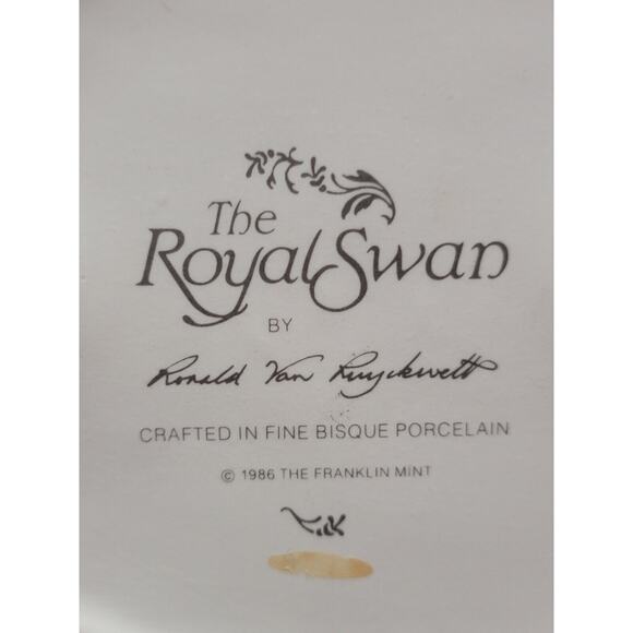 Vintage "The Royal Swan" Bisque Porcelain Swan; Van Ruyckevelt for Franklin Mint - Picture 8 of 8